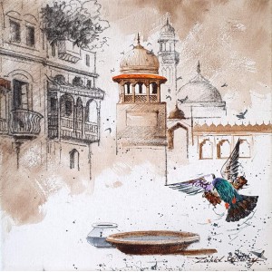 Zahid Ashraf, 12 x 12 inch, Acrylic on Canvas, Cityscape Painting, AC-ZHA-113
